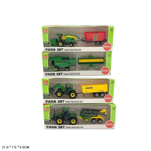 Сільгосптехніка з причепом металева, в асортименті, у коробці 21х7,5х5,5 см