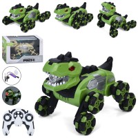 Динозавр 24,5 см р/к на акумуляторі музичний зі світлом, парою та USB, їздить, трюковий, в асортименті, у коробці 29х19х19 см