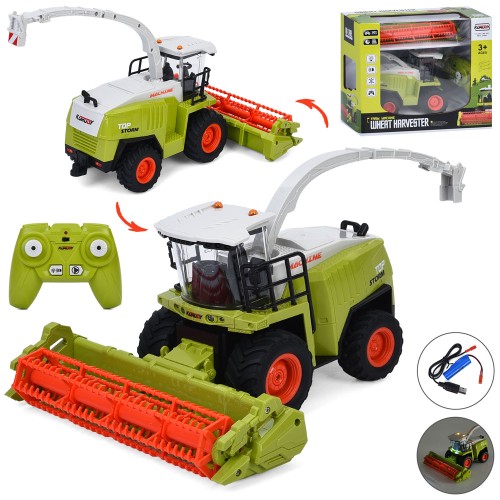 Комбайн 24 см 1:24 р/к 2,4G на акумуляторі зі звуком, світлом, гумовими колесами та USB, у коробці 28х24х14 см