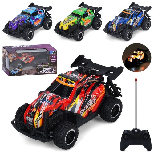 Машина 17 см 1:24 р/к зі світлом, корпусом що не б`ється та гумовими колесами, на батарейці, в асортименті, у коробці 24х13х13 см