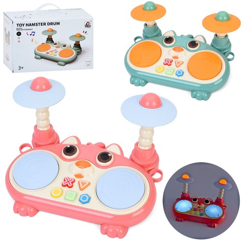 Барабан 29х19х18 см музичний зі світлом та звуками тварин, на батарейках, в асортименті, у коробці 29,5х20,5х14 см