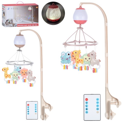 Мобіль на ліжечко 45х27х75,5 см р/к музичний зі світлом, звукоми природи та таймером, на 5 підвісок, в асортименті, у коробці 45,5х27,5х13 см