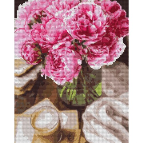 Набір з алмазною мозаїкою «Півонії та ранок» 40х50 см, ТМ SANTI