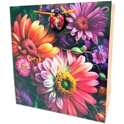 Пакет паперовий «Квіти» 35x37x12 см, ТМ Мандарин