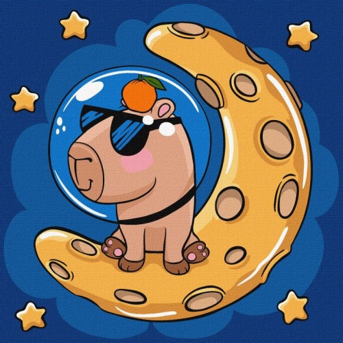 Картина за номерами «Капібара на місяці» 30х30 см, ТМ Ідейка