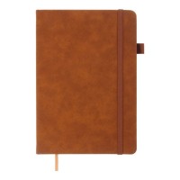 Блокнот «SMARTI» А5 на 96 аркушів у клітинку з обкладинкою зі шкірзаму, коричневий, ТМ Buromax