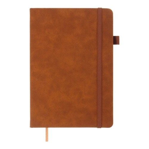 Блокнот «SMARTI» А5 на 96 аркушів у клітинку з обкладинкою зі шкірзаму, коричневий, ТМ Buromax