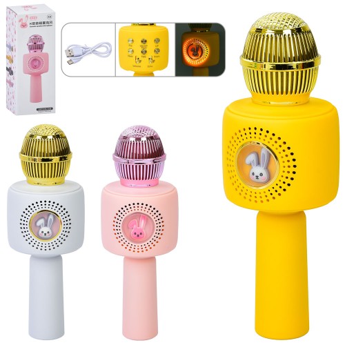 Мікрофон 22 см на акумуляторі зі світлом та USB, в асортименті, у коробці 8х22,5х8 см