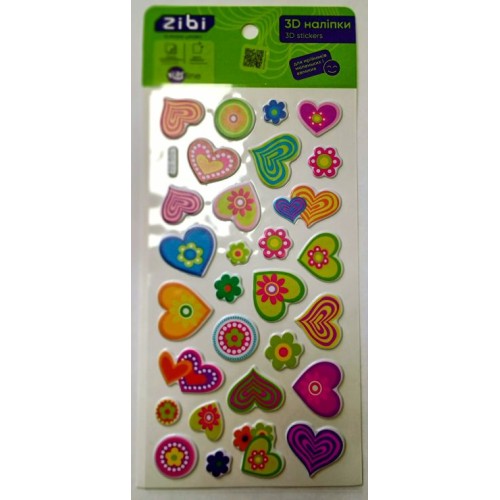 Наліпки «Сердечка 3D» 18х9,5 см, KIDS Line