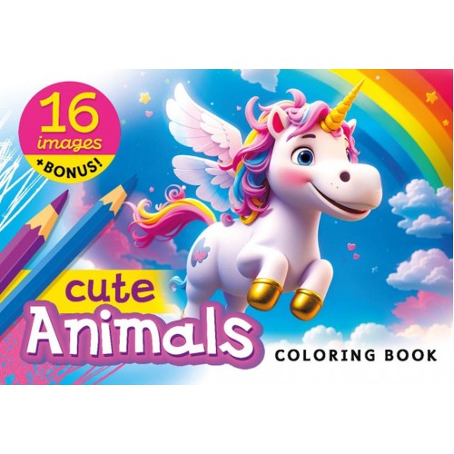 Розмальовка «Cute animals» А5 на 8 аркушів на скобі, ТМ Мандарин