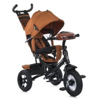 Велосипед 3-колісний на металевій рамі з гумовими колесами 12 та 10дюймів, USB, Bluetooth, пультом, світлом, вільним ходом коліс, гальмами, підшипниками, помаранчевий.