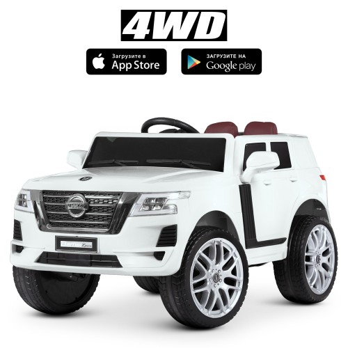 Джип р/к 2,4G на акумуляторі 12V 9AH з 4 моторами по 25W музичний зі світлом, USB, EVA, шкіряними сидінням, білий.