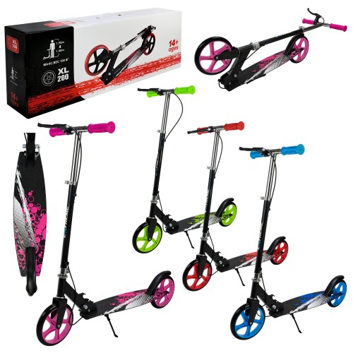 Самокат 2-колісний міський на сталевій рамі з колесами 200 мм та гальмом, в асортименті, у коробці 79х15х28 см