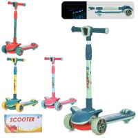 Самокат «Maxi-big» 3-колісний музичний на металевій рамі, колеса PU, 2 передні 110 мм, заднє 75 мм зі світлом, в асортименті, у коробці 65х34х19 см