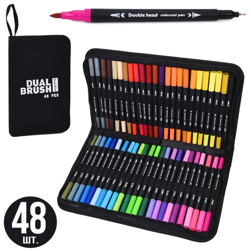 Набір скетч маркерів на 48 кольорів двасторонніх, у пеналі 18,5х31х3,5 см