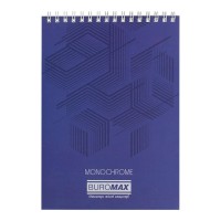 Блокнот «Monochrome» А5 на 48 аркушів у клітинку на спіралі зверху з картонною обкладинкою, синій, JOBMAX