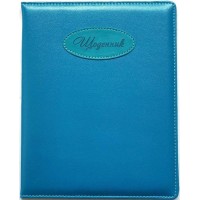 Щоденник шкільний А5 на 48 аркушів з обкладинкою зі шкірзаму, блакитний, ТМ Мандарин