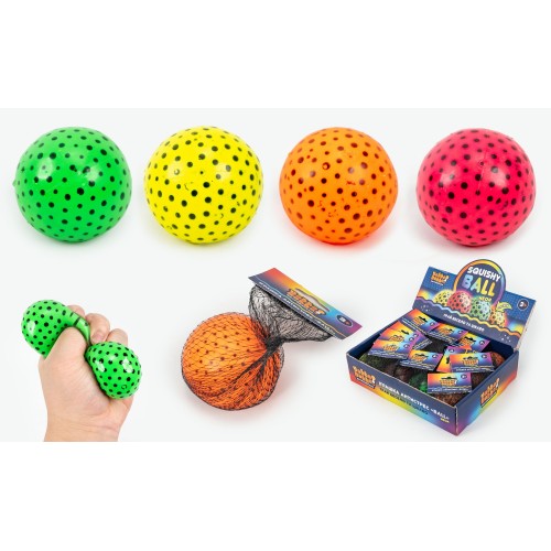 Антистрес-куля 6 см неонова з кульками, в асортиментф, по 12 шт у дисплей- боксі, YabbaDabba