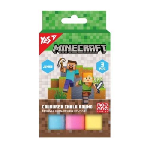 Крейда кольорова «Minecraft» JUMBO на 3 кольори, ТМ Yes
