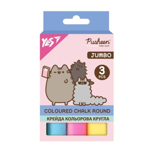 Крейда кольорова «Pusheen» JUMBO на 3 кольори, ТМ Yes