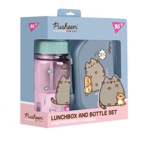 Набір аксесуарів для школярів «Pusheen»: контейнер 350 мл та пляшка 360 мл, ТМ Yes