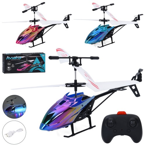 Гелікоптер 23 см р/к на акумуляторі зі світлом, гіроскопом та USB, в асортименті, у коробці 37х16х6 см
