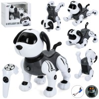 Песик 23 см р/к на акумуляторі сенсорна музична, реагує на руку, зі звуком та світлом, танцює, виконує команди, програмується, у коробці 28х25х17,5 см