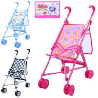 Коляска для ляльки 64х13х12 см металева з подвійними поворотними колесами, сумкаою-сіткою, висота до ручки 53 см