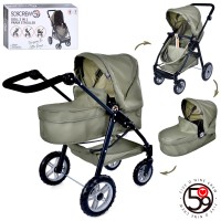 Коляска для ляльки 2 в 1 63х38х65,5 см метелопластикова з люлькою 50х23х11 см, кошиком, регульованою ручкою, у коробці 59х33х14 см.