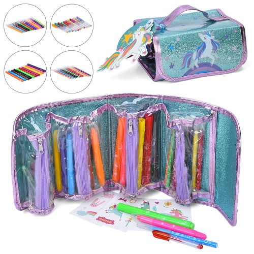 Набір для творчості: кольорові ручки, 20 фломастерів, крейда, пенал