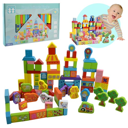 Конструктор на 100 деталей дерев'яний, у коробці 37,5х3х26 см