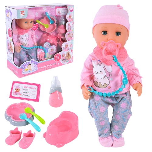 Пупс 34 см з аксесуарами, п`є, пісяє, на батарейці, у коробці