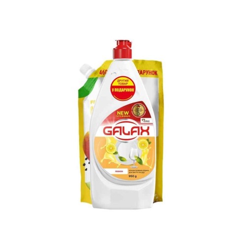 Набір: концентрована рідина для миття посуду «Лимон» 950 г + рідке крем-мило «Ківі та манго» 560 г дойпак, GALAX
