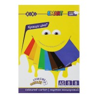 Картон кольоровий А5 з 8 аркушів на 8 кольорів, 200 г/м2, SMART Line.