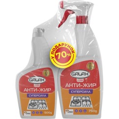 Набір: засіб для видалення жиру з кухонних поверхонь GALAX das PowerClean 750г + запаска 500 г, GALAX