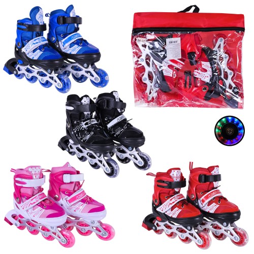 Роликі розміром 34-37 з колесами PVC, зі світлом, в асортименті, у сумці