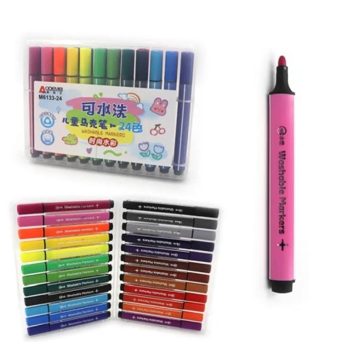 Набір скетчмаркерів «Aodemei» на 24 кольори з трикутним корпусом, у пластиквомо футлярі