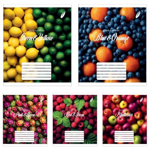 Зошит на 96 аркушів у клітинку «Садові кольори», №1022, Пір'їнка