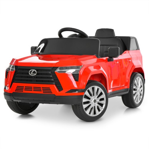 Джип р/к 2,4G на 2 мотори 35W з 1 акумулятором 12V 9AH музичний зі світлом, MP3, TF, BLUETOOTH, колеса з EVA, шкіряним сидінням, червоний