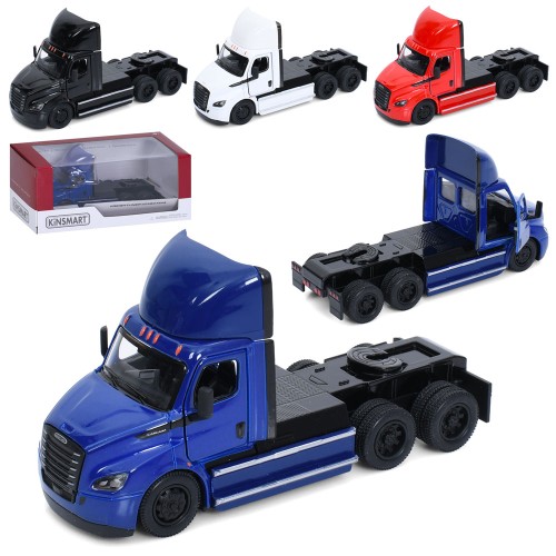 Трейлер 12 см 1:62 металевий інерційний з дверими що відчиняються та гумовими колесами, в асортименті, у коробці 16х7х7,5 см