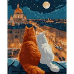 Набір з алмазною мозаїкою «Коти на даху» 40х50 см, ТМ SANTI