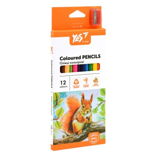 Олівці »Orange Line» на 12 кольорів, з точилкою, ТМ Yes