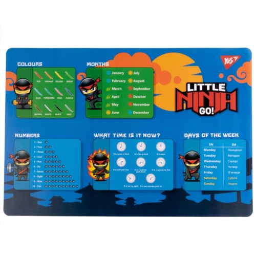 Підкладка для столу «Ninja» 42х29 см з підказками з англійської мови, ТМ Yes