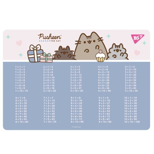 Підкладка для столу «Pusheen» 29х48 см з таблицею множення, ТМ Yes