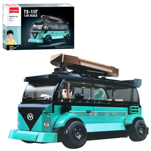Конструктор SLUBAN M38-B1191 (16 шт) серія автомобілів, автобус, масштаб 1:35, фігурка, 276 деталей, у коробці, розміри 38-24-7 см.