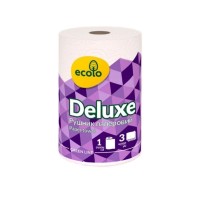 Рушники «Deluxe» 1 рулон 3-шарові на 120 відривів білі, Ecolo