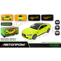 Машина «BMW M4» 1:24 металева зі світлом, звуком та дверима що відкриваються, на батарейці, у коробці 24,5х12х10 см, Автопром