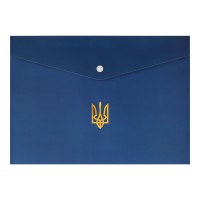 Папка-конверт «UKRAINE» А4 на кнопці темно-синя, ТМ Buromax