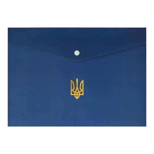 Папка-конверт «UKRAINE» А4 на кнопці темно-синя, ТМ Buromax
