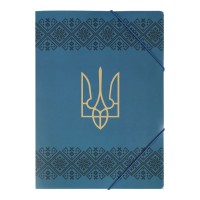Папка «UKRAINE DECOR» А4 на гумках, вишиванка, синя, ТМ Buromax